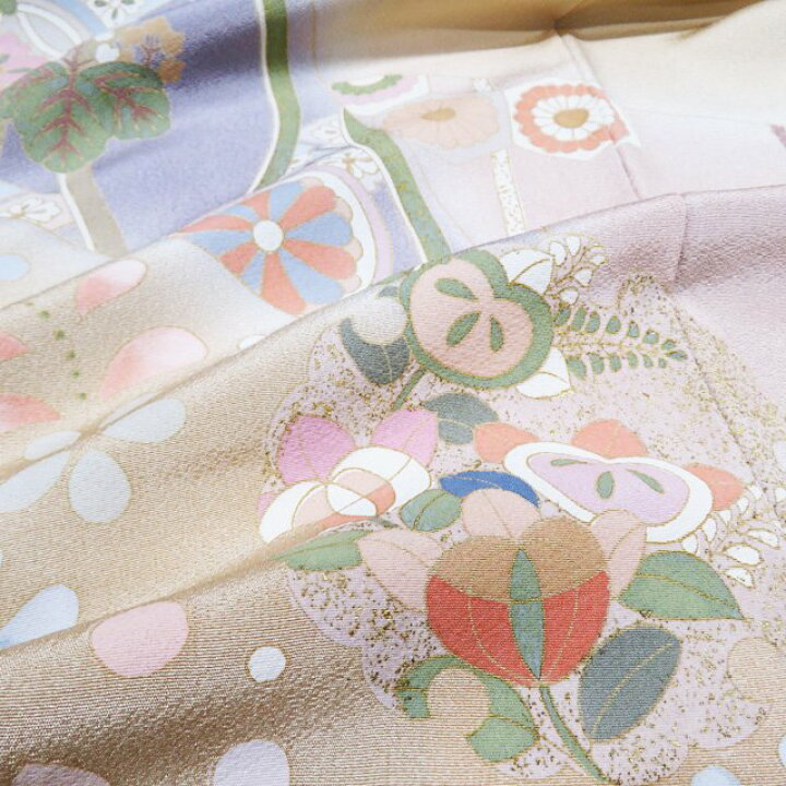 楽天市場】【 未使用 】 訪問着 着物 正絹 袷 作家物 落款 金駒刺繍 花 