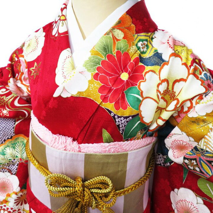 楽天市場】【 中古 】 振袖 着物 リサイクル 正絹 袷 金駒刺繍 花模様  