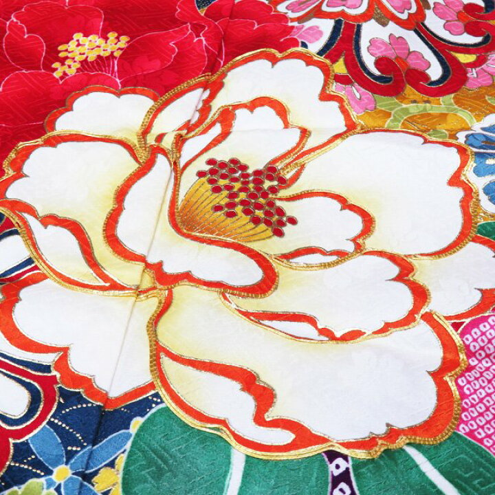 楽天市場】【 中古 】 振袖 着物 リサイクル 正絹 袷 金駒刺繍 花模様  