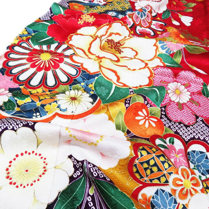 楽天市場】【 中古 】 振袖 着物 リサイクル 正絹 袷 金駒刺繍 花模様  