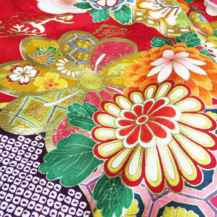 楽天市場】【 中古 】 振袖 着物 リサイクル 正絹 袷 金駒刺繍 花模様 