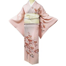 【 中古 】 訪問着 リサイクル着物 正絹 袷 フォーマル 作家物 落款 花の図 ぼかし染め 朱鷺色 多色 金 身丈158cm 裄66cm M A972-7 [ 和服 入学式 卒業式 お茶会 結婚式 お宮参り アウトレット 送料無料 きもの北條]