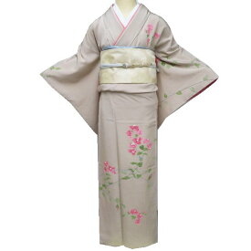 【 中古 】 訪問着 リサイクル着物 正絹 袷 フォーマル 作家物 落款 花の図 薄香色 多色 身丈167cm 裄64.5cm L トール A1199-7 [和服 入学式 卒業式 お茶会 お茶席 茶道 結婚式 お宮参り 利休忌 送料無料 きもの北條]