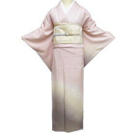 【 中古 】 付下げ 付け下げ 訪問着 リサイクル着物 袷 紋付き 地模様 花の図 暈し 乙女色 多色 身丈165.5cm 裄64.5cm L トール A1213-7 [和服 入学式 卒業式 お茶会 お茶席 茶道 お宮参り 利休忌 送料無料 きもの北條]