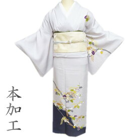 【 中古 】 特選 付下げ 付け下げ 訪問着 リサイクル着物 正絹 袷 本加工 桐の図 白鼠色 多色 金 身丈157.5cm 裄64.5cm M A1281-7 [和服 入学式 卒業式 お茶会 お茶席 茶道 お宮参り 利休忌 送料無料 きもの北條]