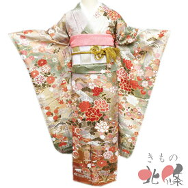 【 中古 】 振袖 リサイクル着物 正絹 成人式 結納 金駒刺繍 花鳥の図 鴛鴦 地模様 多色 金 身丈172cm 裄66.5cm L トール A1300-7 [和服 振袖 レンタルアップ アウトレット セール 販売 バーゲン 送料無料 きもの北條]