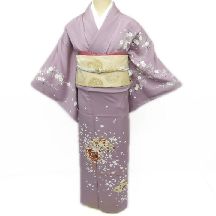 楽天市場】【 中古 】 訪問着 リサイクル着物 中古 桜に鼓の図 薄紫色 