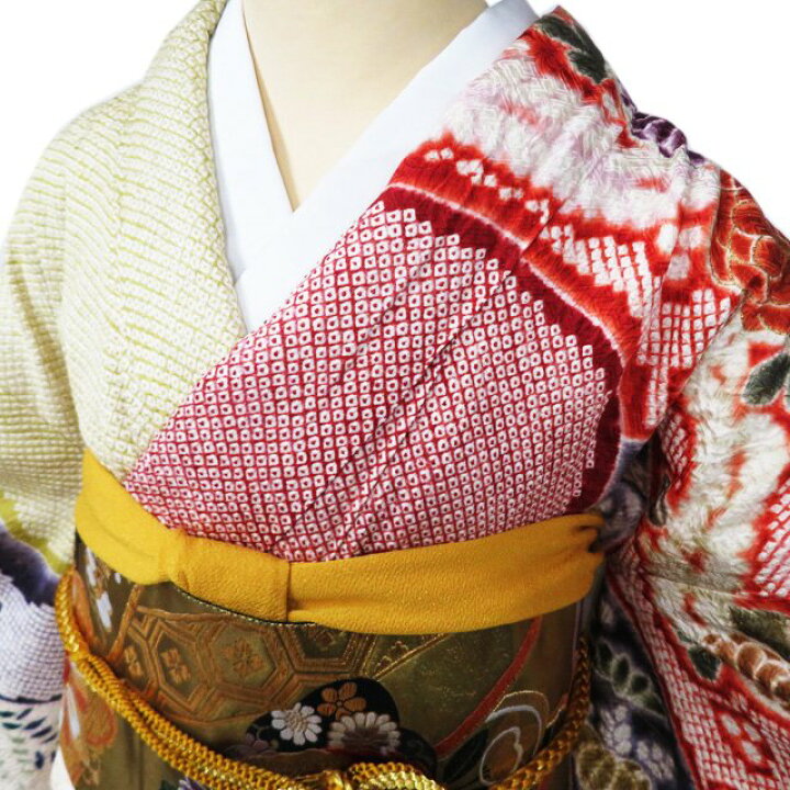 紅型 振袖 裄69cm 丈165cm 袋帯 長襦袢 草履バッグ小物付き