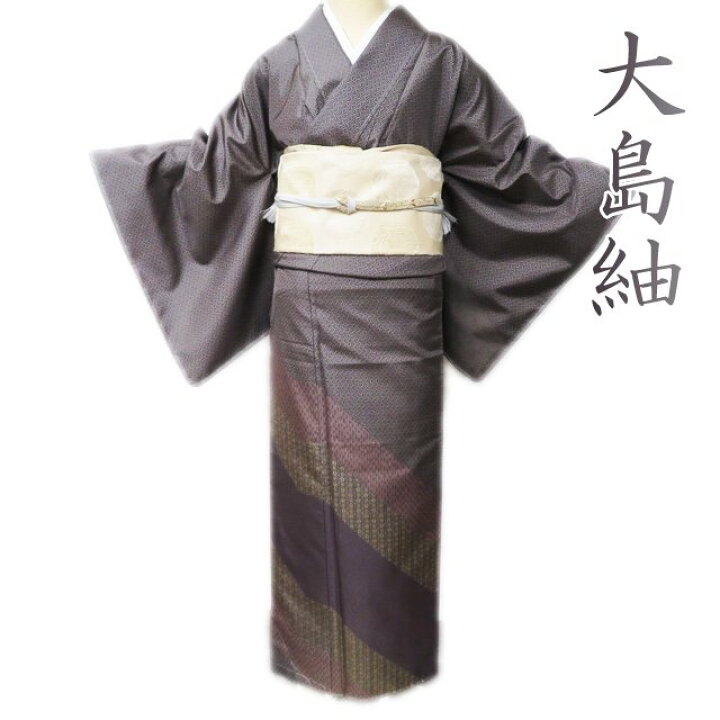 楽天市場】【 未使用 】 大島紬 着物 正絹 袷 セミフォーマル 樺茶色  