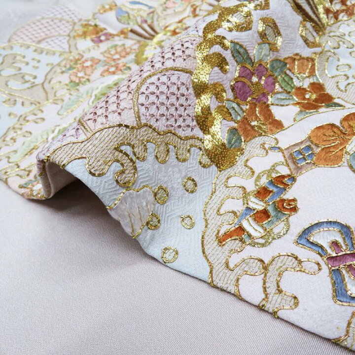 楽天市場】【 未使用 】 特選 訪問着 着物 金駒刺繍 汕頭刺繍 扇 青海 