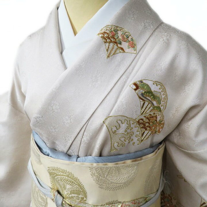 楽天市場】【 未使用 】 特選 訪問着 着物 金駒刺繍 汕頭刺繍 扇 青海 