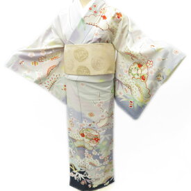 【 未使用 】 訪問着 着物 japan style ジャパン・スタイル 未着用着物 フォーマル 松竹梅に宝物 ポリエステル 多色 丈164cm 裄68cm Lサイズ A622-9 [ ポリエステル 袷 新古品 着物 送料無料 きもの北條]
