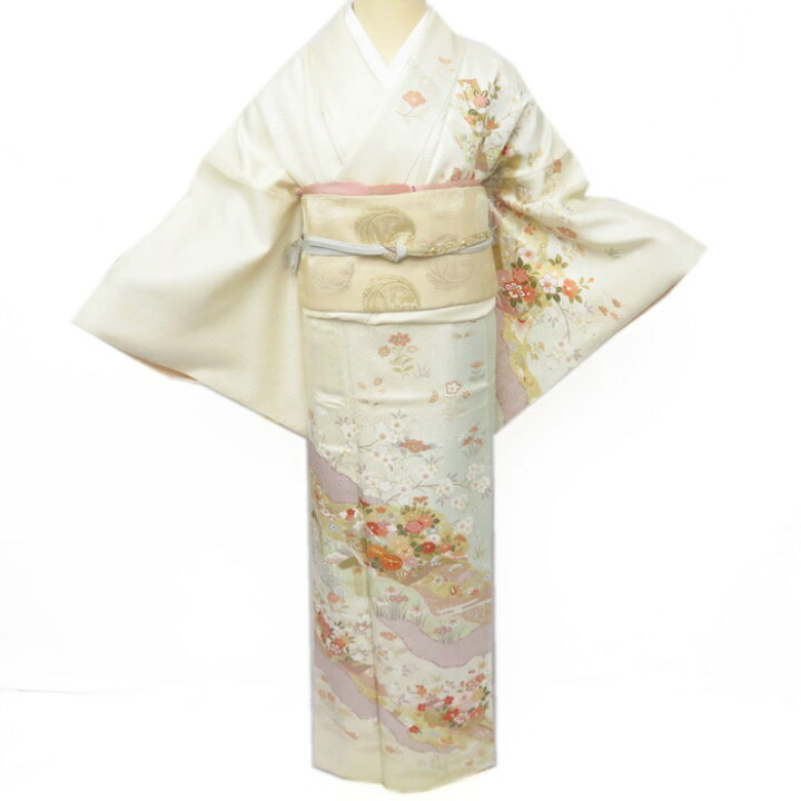 楽天市場】【 新品 】 訪問着 未使用 着物 花の図 宝物 金駒刺繍 地 