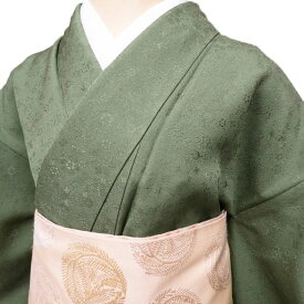 ＼ FINAL PRICE ／ 【 中古 】 色無地 リサイクル 着物 正絹 袷 フォーマル 紋付 一つ紋 地紋 花鳥模様 青白橡色 身丈160cm 裄63cm M A838-9 [ 和服 入学式 卒業式 お茶会 お宮参り アウトレット きもの kimono 送料無料 きもの北條]