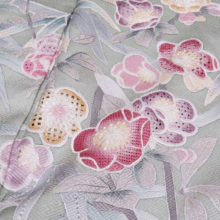 薄ピンクぼかし地 相良刺繍・鳥・花 訪問着