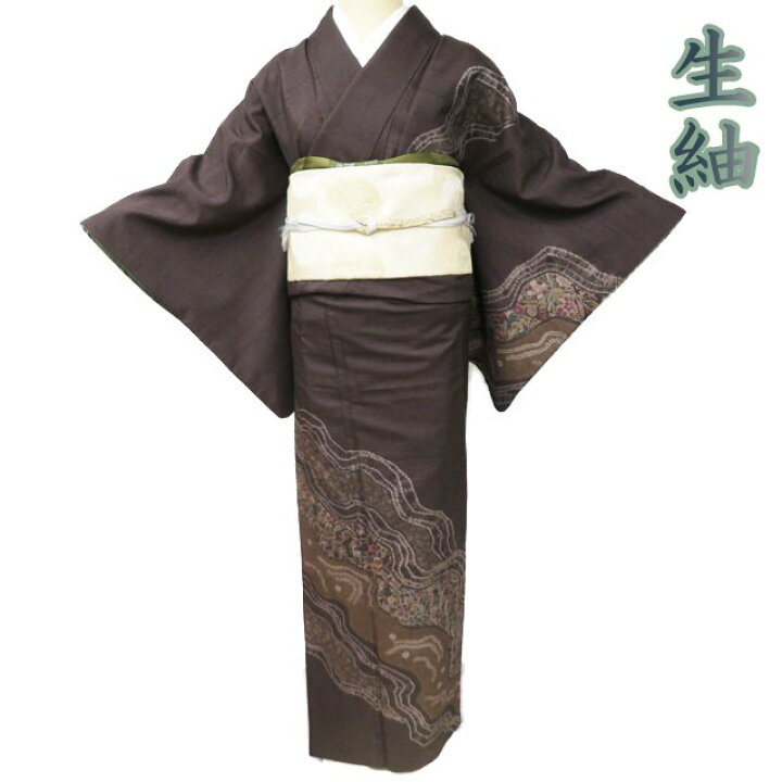 楽天市場】【 中古 】 紬 リサイクル着物 正絹 袷 セミフォーマル 生紬 