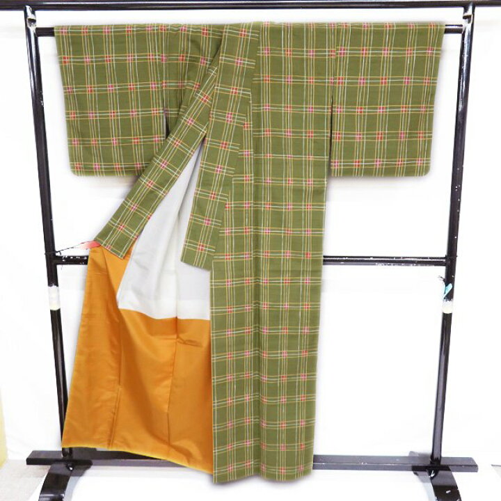 楽天市場】【 中古 】 紬 リサイクル着物 正絹 袷 カジュアル 格子模様 