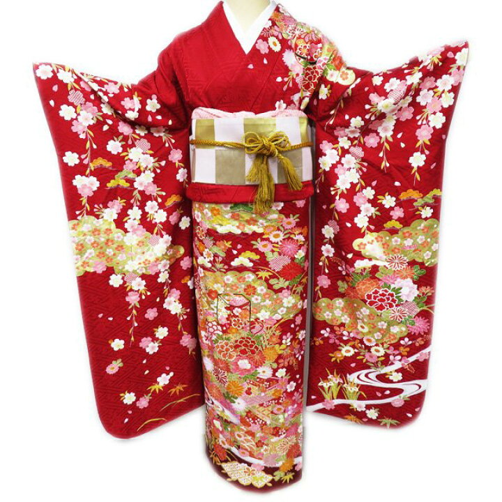 楽天市場】【 中古 】 振袖 着物 リサイクル 正絹 袷 花模様 松竹梅  