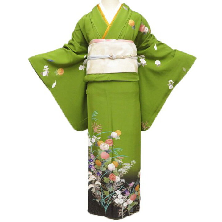 楽天市場】【 中古 】 訪問着 リサイクル着物 正絹 袷 金駒刺繍 花の図 
