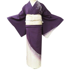 【 中古 】 特選 訪問着 リサイクル着物 正絹 袷 フォーマル 扇面の図 刺繍 暈し 葡萄染色 白色 金 身丈167cm 裄68cm L トール A1018-10 [ 和服 入学式 卒業式 母 結婚式 お宮参り アウトレット 送料無料 きもの北條]