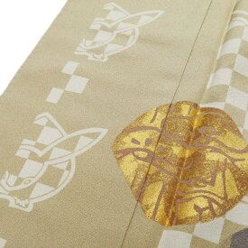 ＼ FINAL PRICE ／ 【 中古 】 特選 訪問着 着物 リサイクル 正絹 袷 フォーマル 市松模様 桜 兎 松竹梅 枯野色 金 身丈162cm 裄66cm M A875-10 [ 和服 入学式 卒業式 お茶会 お宮参り アウトレット kimono 送料無料 きもの北條]