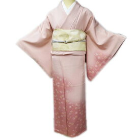 ＼ FINAL PRICE ／ 【 未使用 】 付下げ 付け下げ 訪問着 着物 正絹 袷 花模様 桜 ぼかし染め 暈し 桃花色 長春色 身丈164cm 裄63.5cm L A967-10 [ 和服 入学式 卒業式 お茶会 お宮参り 入卒式 きもの 送料無料 きもの北條]