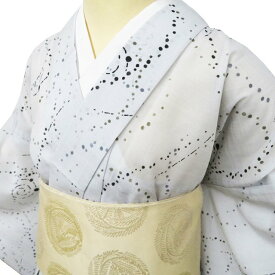 【 中古 】 夏物 小紋 リサイクル着物 正絹 紬地 カジュアル 渦模様 月白色 黒色 多色 身丈160.5cm 裄68cm M ワイド A1170-10 [和服 夏 きもの 普段着 kimono アウトレット 送料無料 きもの北條]