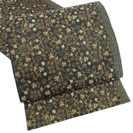 【 中古 】 袋帯 リサイクル 正絹 セミフォーマル 仕立て上がり 六通 花模様 箔糸 黒色 多色 金 A1242-10 [結婚式 お宮参り 七五三 式典 お茶会 お茶席 茶道 利休忌 送料無料 きもの北條]