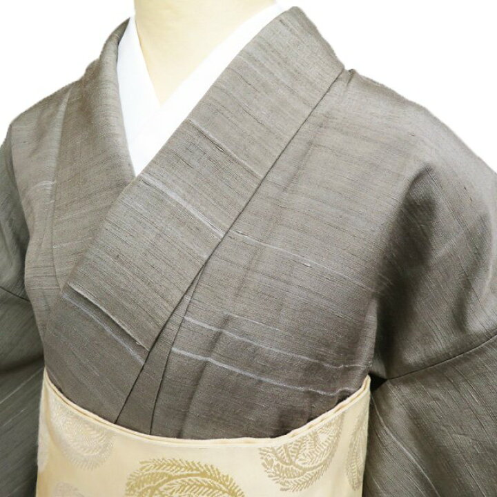 楽天市場】【 中古 】 紬地 リサイクル着物 横線模様 灰汁色 丈157cm 