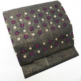 ＼ FINAL PRICE ／ 【 中古 】 名古屋帯 なごや帯 リサイクル 正絹 カジュアル 仕立て上がり 小花模様 墨色 多色 金 A864-11 [ 和服 お茶会 お茶席 茶道 リサイクル帯 きもの kimono アウトレット 送料無料 きもの北條]