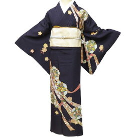 【 中古 】 訪問着 リサイクル着物 正絹 袷 フォーマル 金駒刺繍 束ね熨斗 花の図 黒橡色 多色 金 身丈171.5cm 裄68cm L トール A1034-11 [ 和服 入学式 卒業式 母 結婚式 お宮参り アウトレット 送料無料 きもの北條]