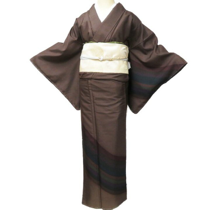 楽天市場】【 未使用 】 牛首紬 着物 正絹 袷 セミフォーマル 茶色 多 
