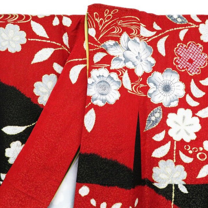 楽天市場】【 中古 】 振袖 着物 リサイクル 正絹 袷 金駒刺繍 花模様  