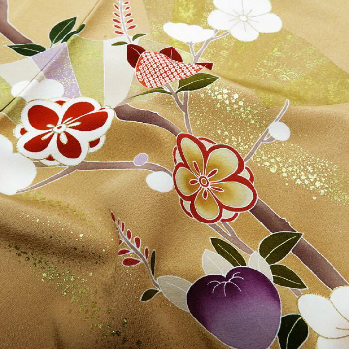 楽天市場】【 中古 】 訪問着 リサイクル着物 花の図 梅と橘 扇 金駒  