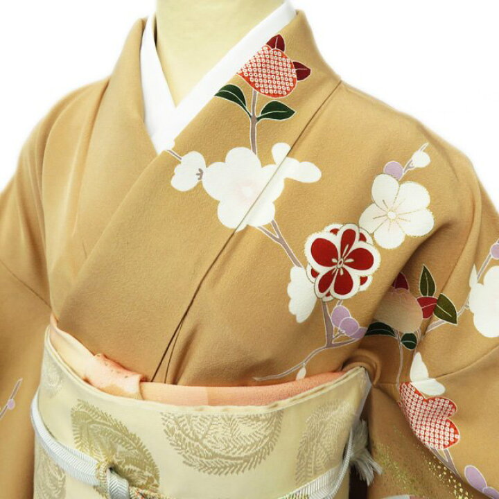 楽天市場】【 中古 】 訪問着 リサイクル着物 花の図 梅と橘 扇 金駒 