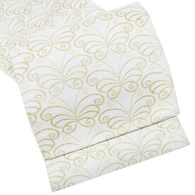 【 中古 】 袋帯 リサイクル 正絹 フォーマル 仕立て上がり 六通 蝶模様 箔糸 淡黄蘗色 金 A1093-12 [和服 着物 お茶会 お茶席 茶道 kimono 送料無料 きもの北條]