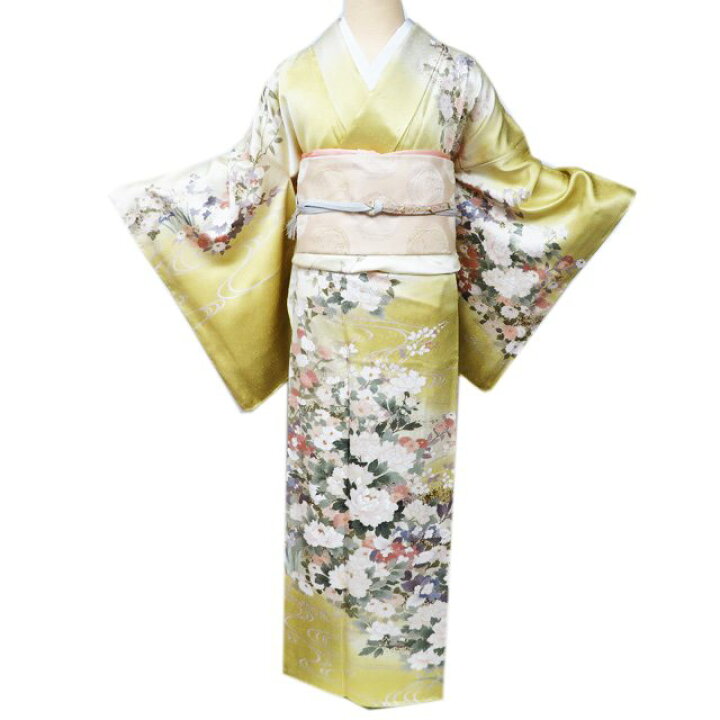 楽天市場】【 未使用 】 訪問着 着物 正絹 袷 フォーマル 流水に花の図  