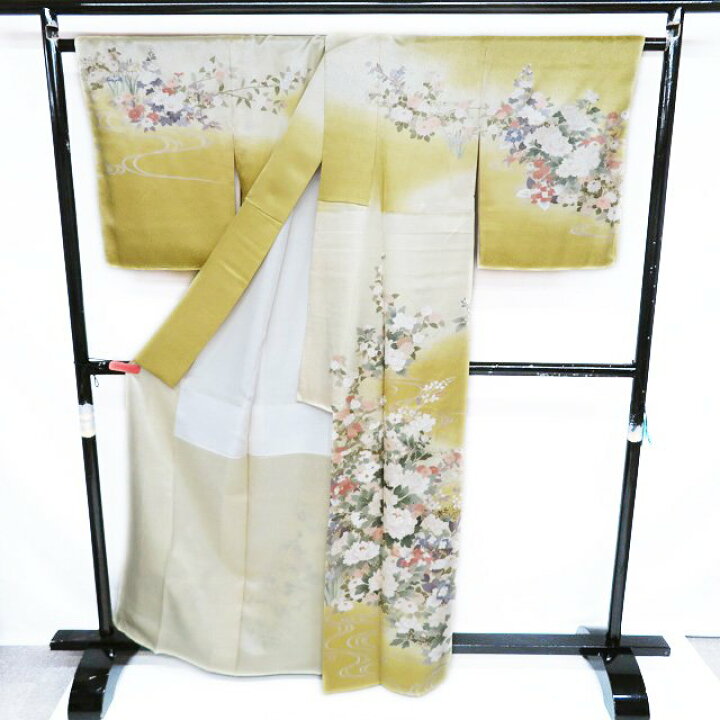 楽天市場】【 未使用 】 訪問着 着物 正絹 袷 フォーマル 流水に花の図  