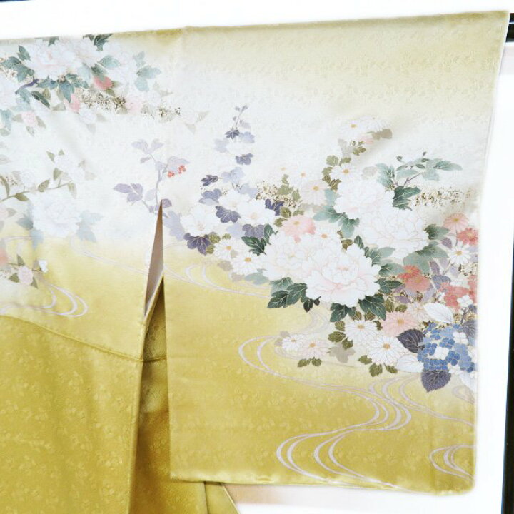 楽天市場】【 未使用 】 訪問着 着物 正絹 袷 フォーマル 流水に花の図  