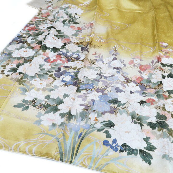 楽天市場】【 未使用 】 訪問着 着物 正絹 袷 フォーマル 流水に花の図  