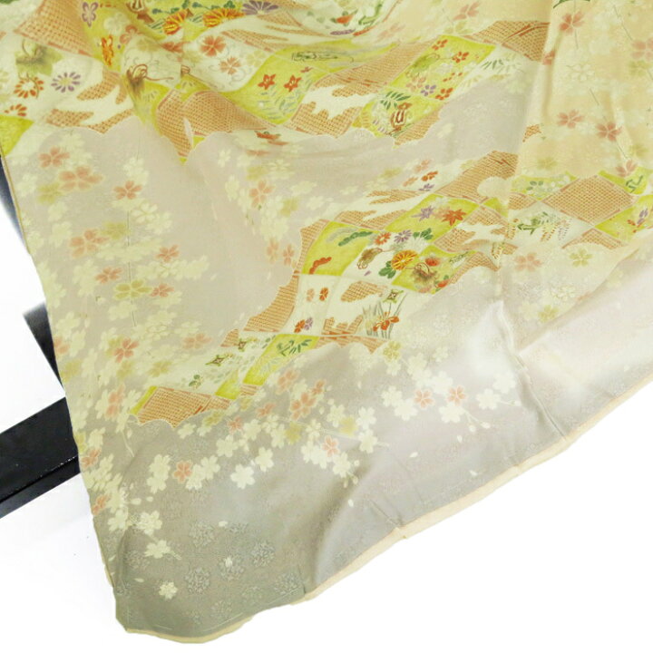 楽天市場】新品 訪問着 金駒刺繍入り 雪輪文と四季の花々 仮絵羽 