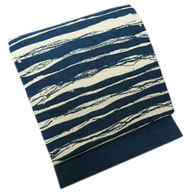 ＼ FINAL PRICE ／ 【 中古 】 特選 名古屋帯 リサイクル 作家物 落款 紬地 生成色 高麗納戸色 カジュアルで粋な装いに A808-13 [ 正絹 リサイクル帯 名古屋帯 kimono カジュアル アウトレット 普段使い 送料無料 きもの北條]