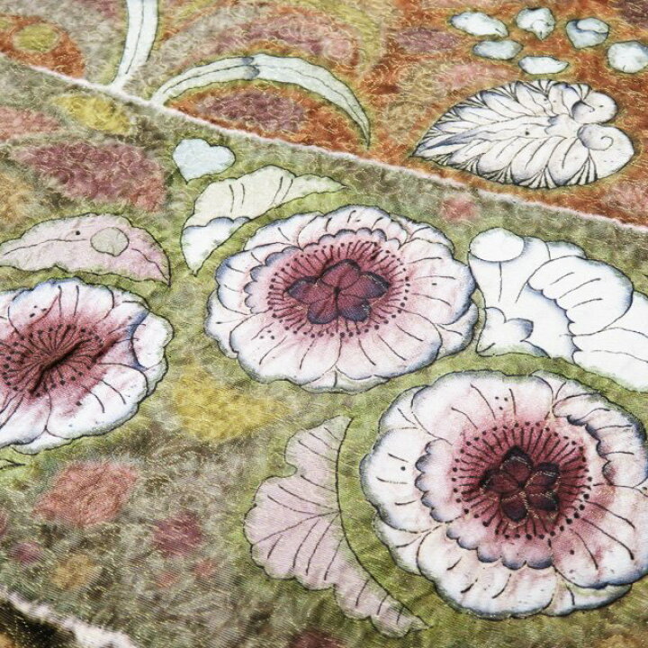 楽天市場】【 中古 】 袋帯 リサイクル 辻が花 絞り 金通し 茶系色  