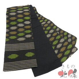 【 中古 】 半幅帯 リサイクル 正絹 カジュアル 仕立て上がり 全通 黒色 多色 A1308-15 [半巾帯 浴衣帯 浴衣用 ゆかた用帯 細帯 袴用 袴下帯 はかま帯 送料無料 きもの北條]