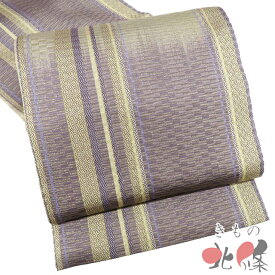 【 未使用 】 袋帯 正絹 セミフォーマル 仕立て上がり 全通 菱模様 箔糸 金通し 紫系色 蒸栗色 金 A1331-15 [お宮参り 七五三 式典 お茶会 お茶席 茶道 利休忌 送料無料 きもの北條]