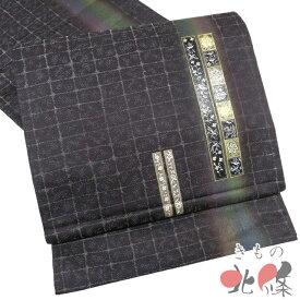 【 中古 】 袋帯 リサイクル 正絹 セミフォーマル 仕立て上がり お太鼓柄 花鳥の図 暈し 銀通し 黒紅色 多色 A1331-16 [お宮参り 七五三 式典 お茶会 お茶席 茶道 利休忌 送料無料 きもの北條]