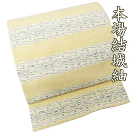 ＼ FINAL PRICE ／ 【 中古 】 特選 開き名古屋帯 リサイクル カジュアル 仕立て上がり 本場結城紬 ラベル付き 横段模様 薄卵色 多色 A851-17 [ 和服 リサイクル帯 きもの kimono アウトレット 普段使い 送料無料 きもの北條]