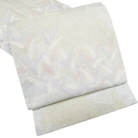 【 中古 】 夏物 袋帯 リサイクル 正絹 仕立て上がり フォーマル 六通 葦と網干の図 箔色 白鼠色 多色 金銀 A1177-19 [和服 お茶会 お茶席 茶道 夏帯 アウトレット 着物 kimono 送料無料 きもの北條]