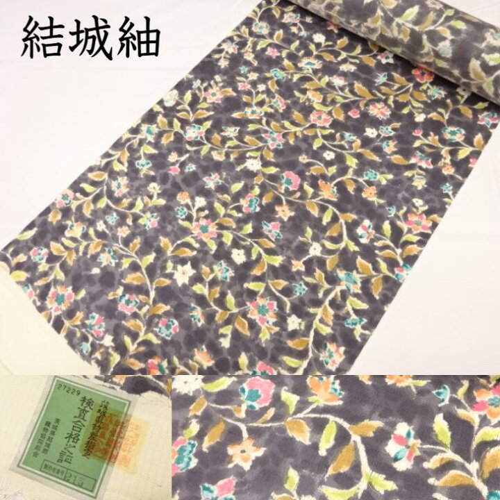 楽天市場】紬 結城紬 レトロカラフル友禅 白生地 型 金彩 色差し 3種類  