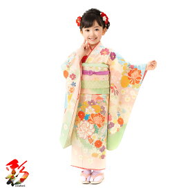 【レンタル】七五三 着物 7歳 フルセット レンタル 7girl-k893【乙葉 パステルカラー クリーム ピンク 水色 ミントグリーン】 753 7才女の子 レトロ 【往復送料無料 着付マニュアル付き 新品足袋プレゼント